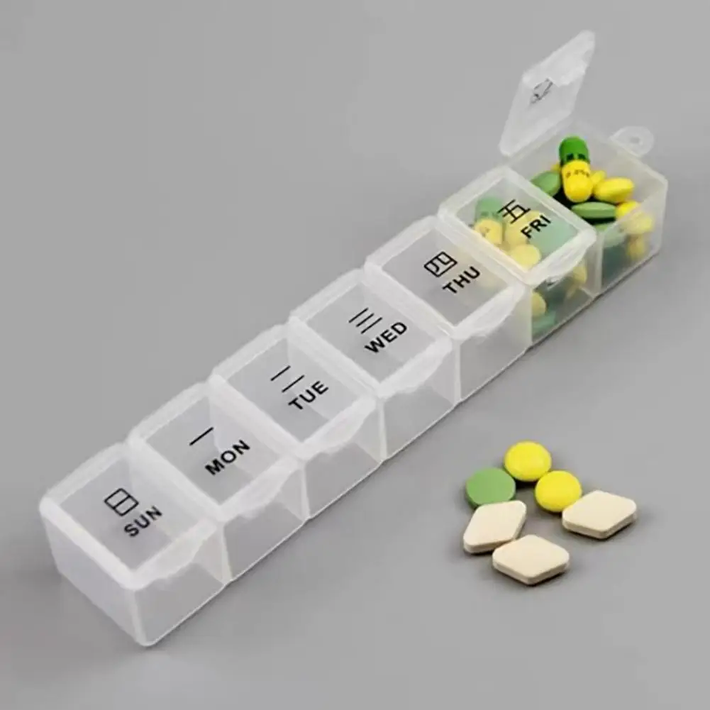 Seven-day Pill Organizer Small Pill Box Travel-friendly Pill Organizer with 7 Grids Transparent Lid for Outdoor Use for Business
