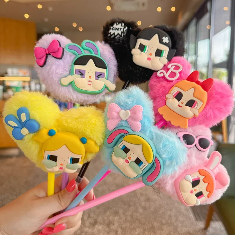 Kawaii Cute Kid Hairball Ballpoint Pen Individuality Originality Cartoon Sweet Bow Multi-color Signing Pen Holiday Gift