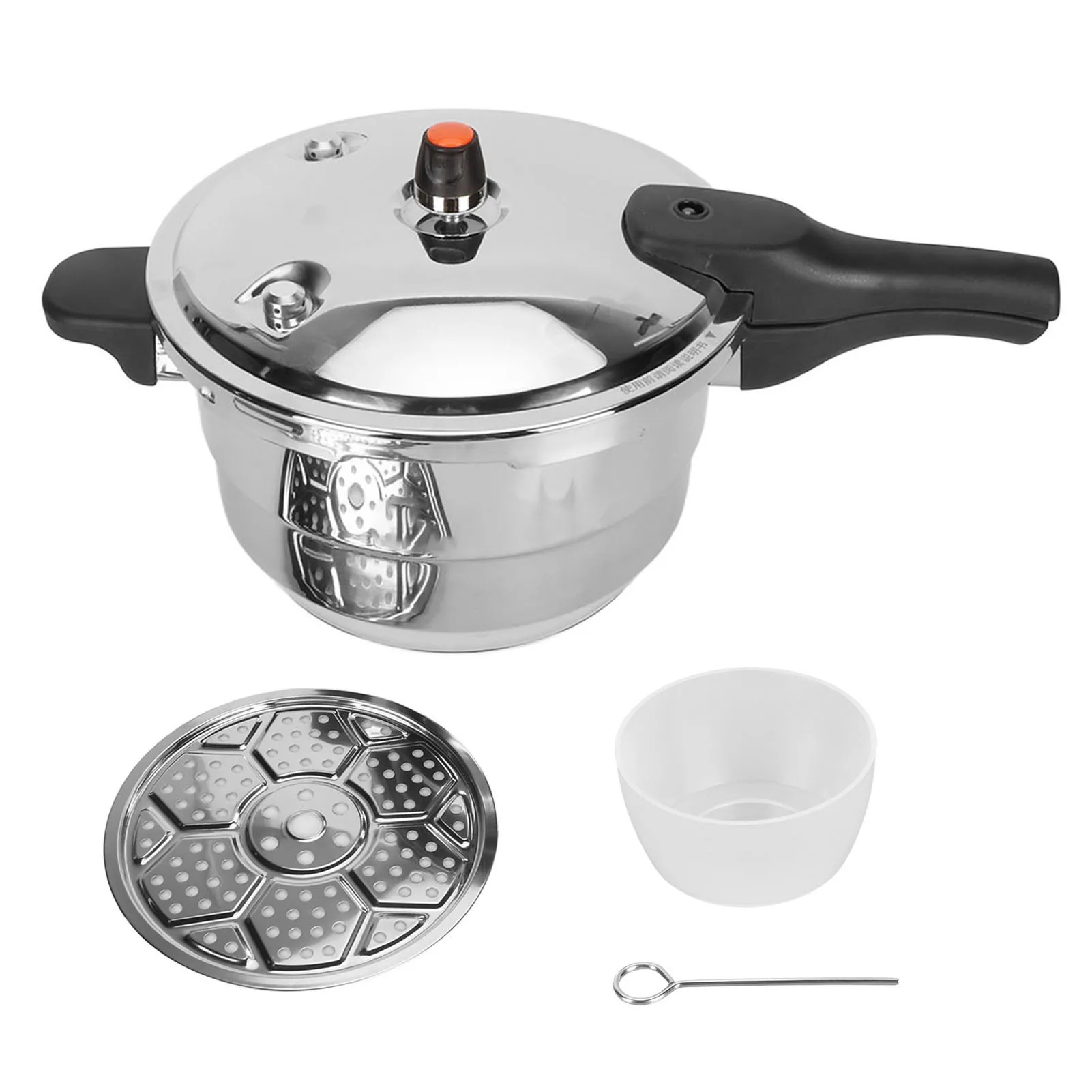 Pressure Cooker with Steaming Rack Stainless Steel Pressure Canner Compatible with Gas Induction Cooker