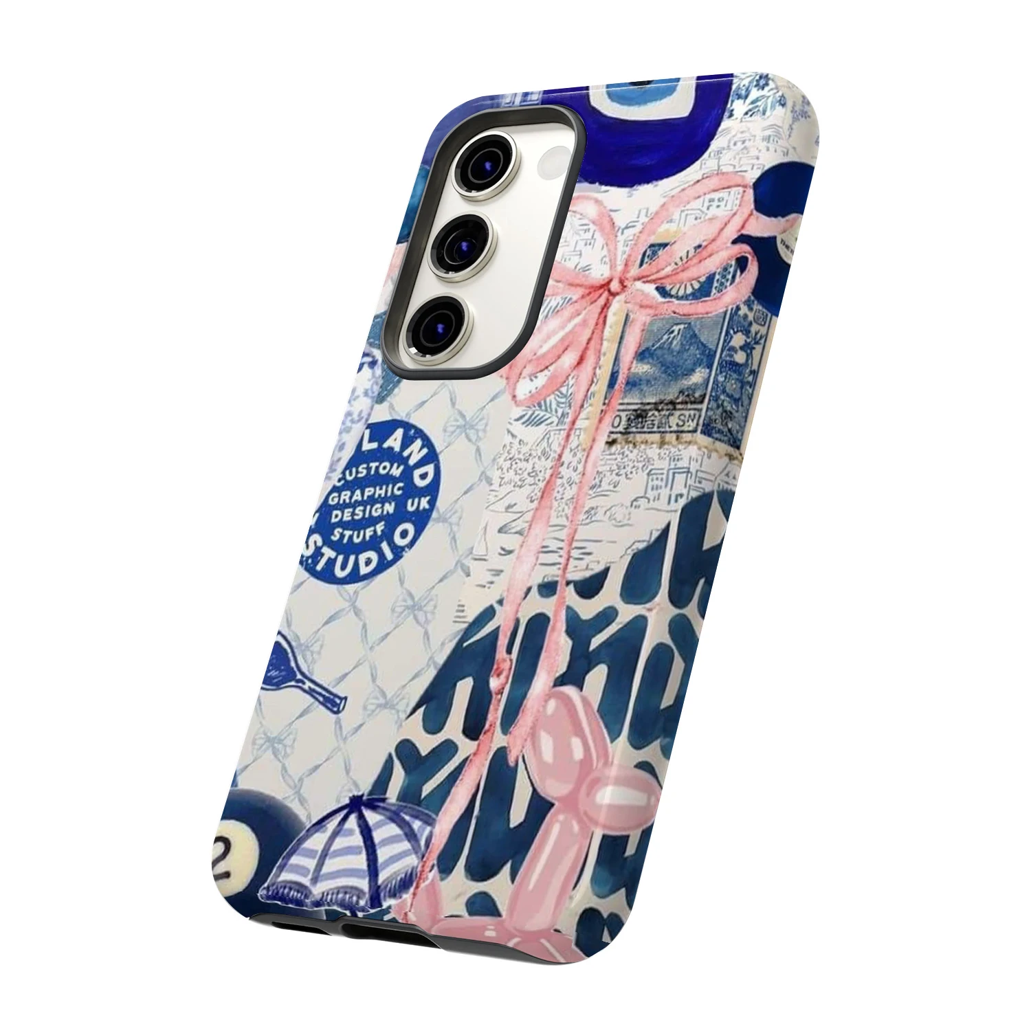 Casing Ponsel Kolase Busur Biru untuk Samsung Galaxy S5 S4 S23 S22 S21 Ultra A13 A14 A15 A16 A23 A25 A32 A35 A52 A53 A54 A55 A71 5G