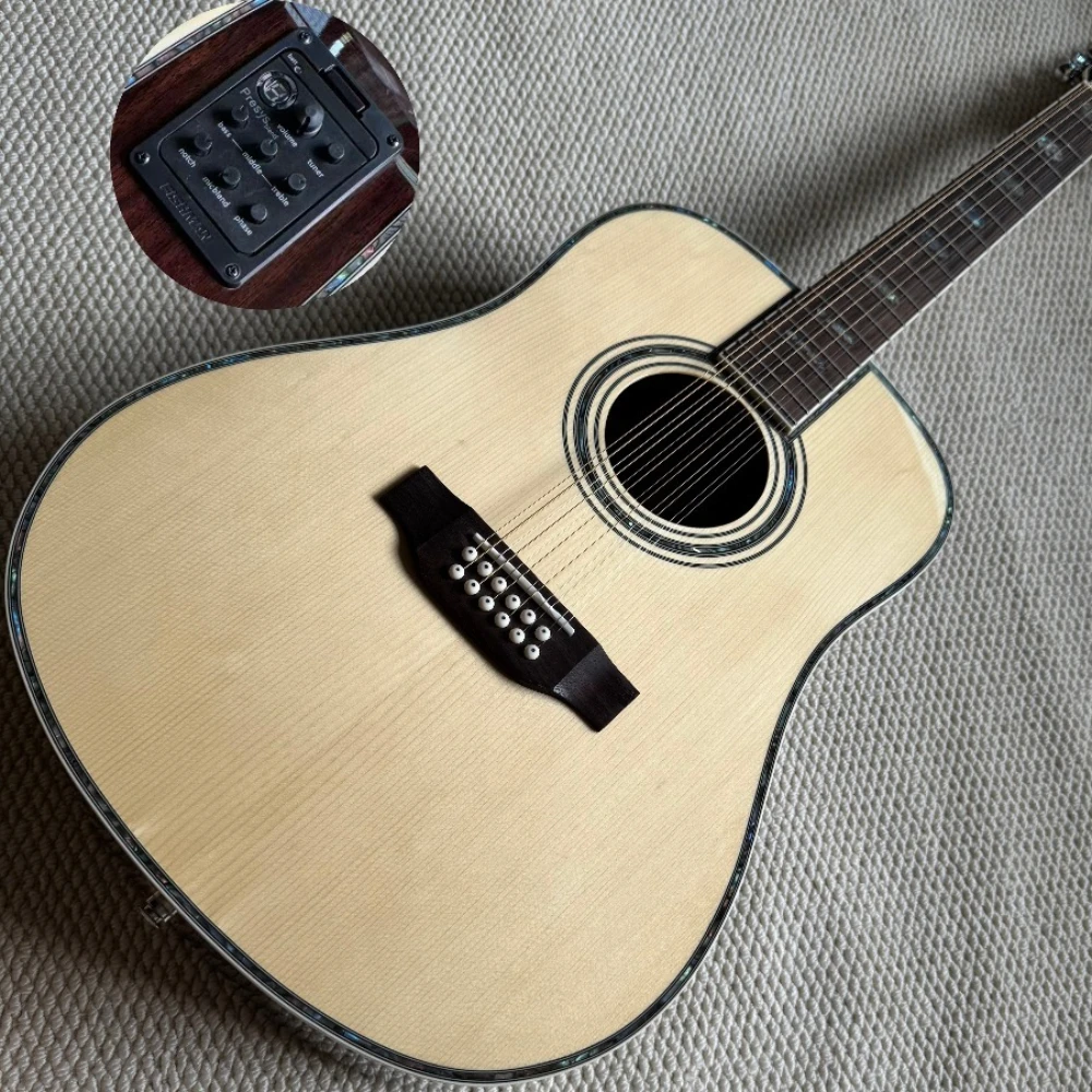 Professional 12 Strings D-45 with EQ Acoustic Guitar, Rosewood Back/Sides, Solid Spruce Top, 41 Inch, 20 Frets, Gift for Musicians