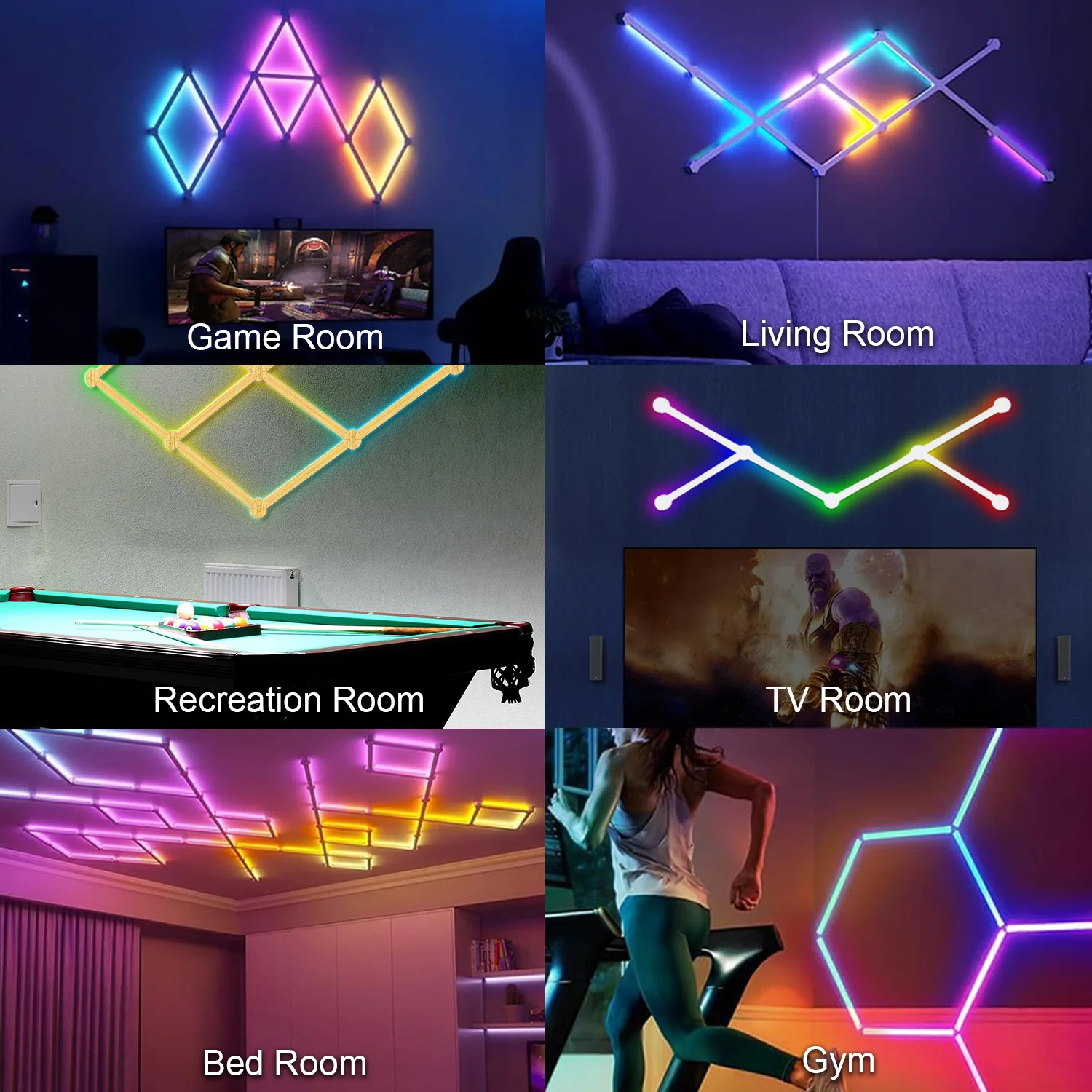 LED Smart Wall Lamp RGB Light Bar DIY Atmosphere Night Light Splcing MeRGBW APP Music Rhythm TV Backlight Bedroom GameRoom Decor