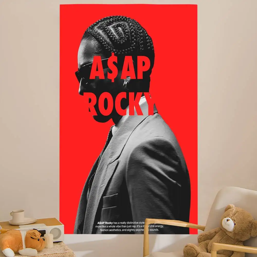 A$APS Rocky ASAP American Rapper Cartoon Tapestry Wall Hanging Decoration Household Home Decor