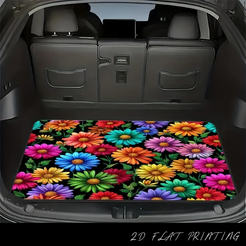 

1pc Set, 2D Flat-Printed Trunk Mat Decorative Pad, Floral Pattern, for Use in The Car, No Power Required