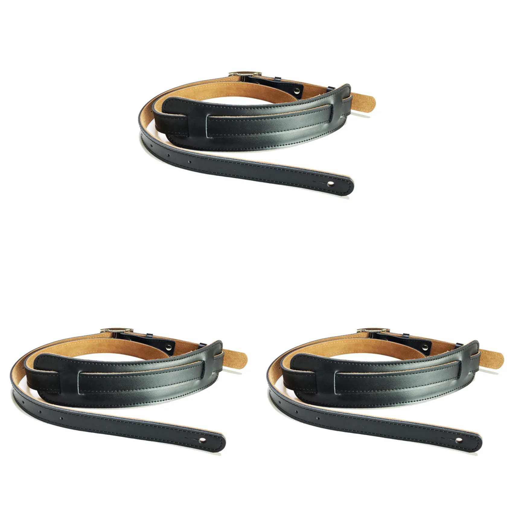 

CGDS-3X Durable Leather And Metal Buckle Electric Guitar Strap Belt Shoulder Pad Adjustable Vintage Guitar Straps-Black Color