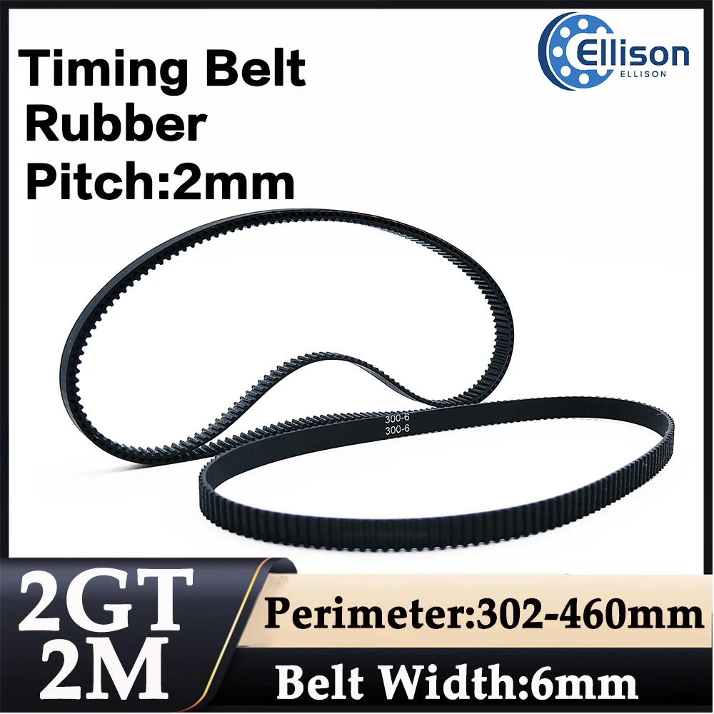 

2GT2M Width 6mm pulley belt, closed industrial synchronous transmission belt, belt circumference 310/320/340/350/360/380/400mm