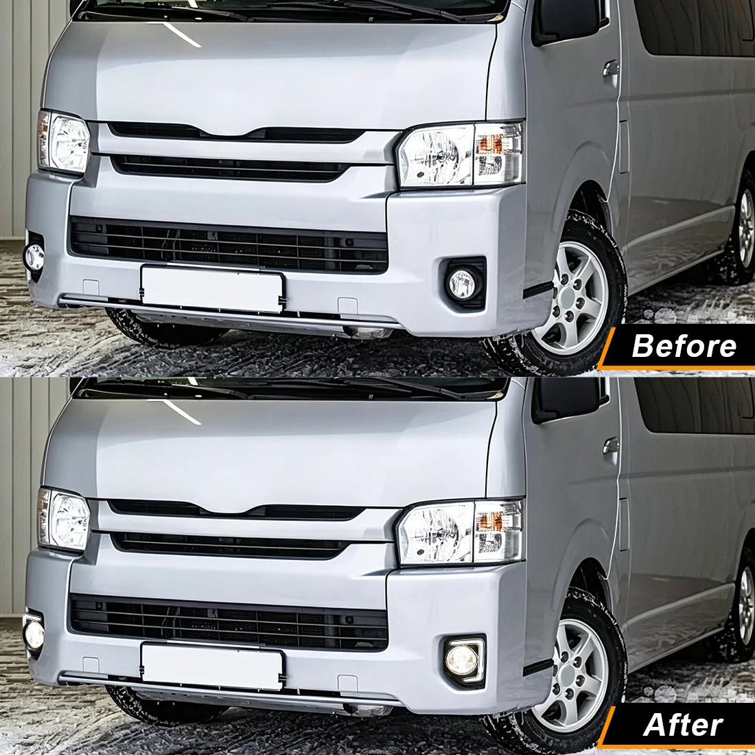 LED DRL Fog Lamp Assembly For Toyota Hiace Commuter 2014 2015 2016 Daytime Running Light Front Bumper Turn Signal Driving Lamps view 6