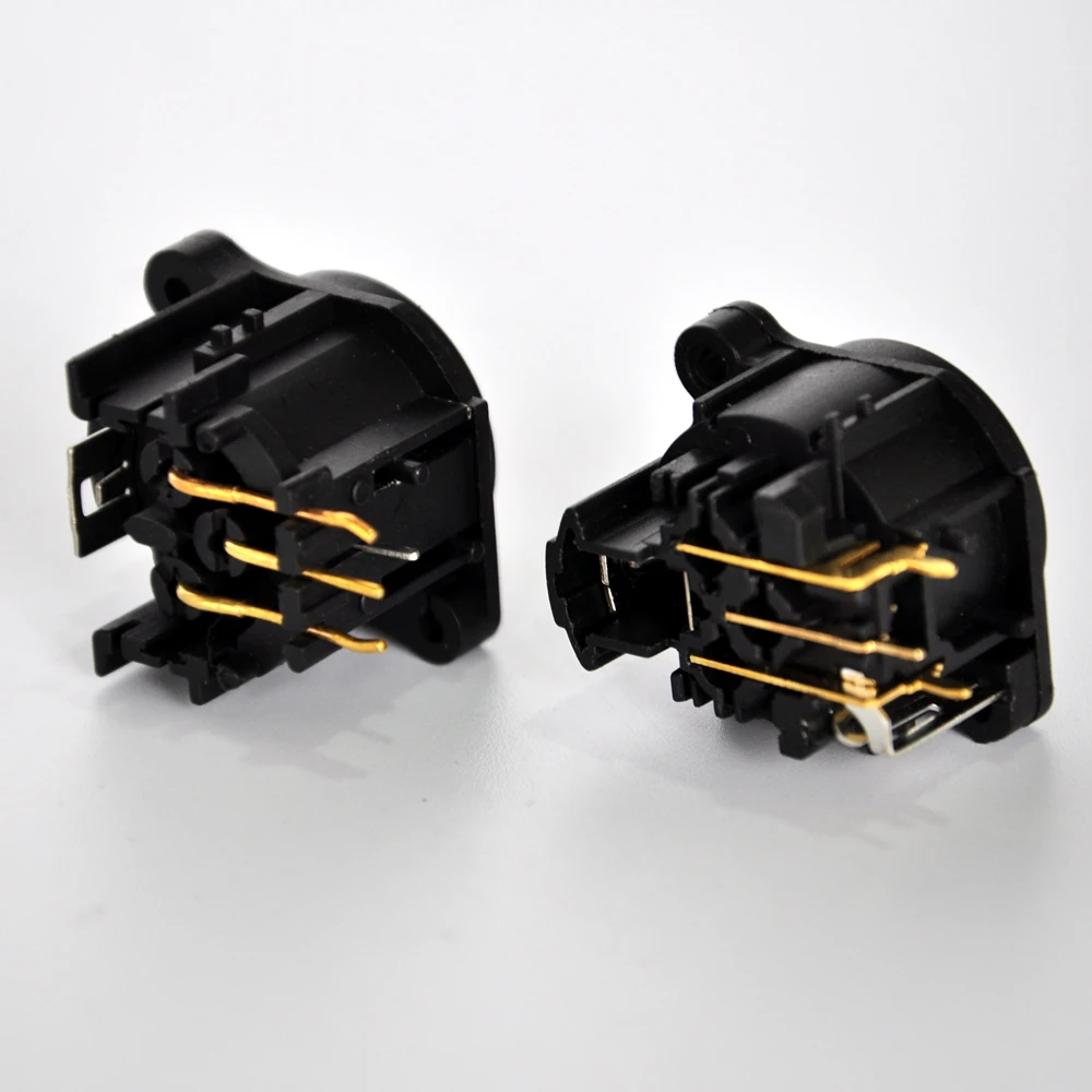 GIgertop Plastic Shell DMX512 Stage Lighting 3PIN XLR Socket Signal Connector Gold Plated Vertical PCB Mount Panel Install