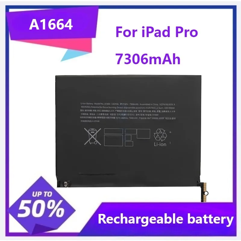 

A1675 A1674 A1673 A1664 Bateria For iPad Pro 9.7" 9.7 A1675 A1674 A1673 A1664 Battery 7306mAh