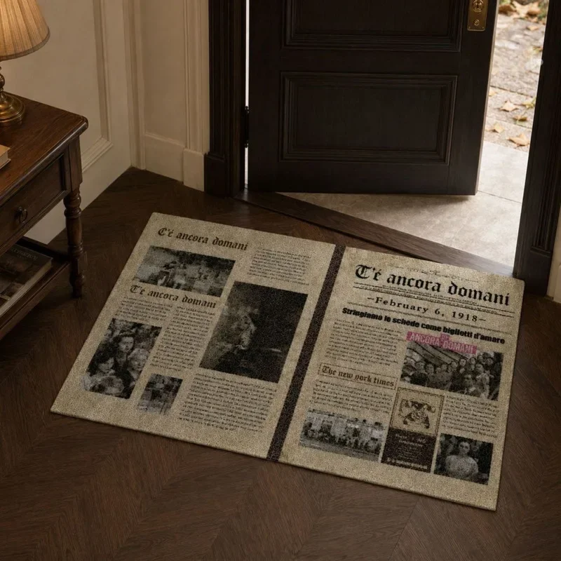 8mm Newspaper Print Door Mat Anti Slip Dirt Trapper Entrance Rug Cuttable Floor Carpet Indoor Porch Hallway Doormat