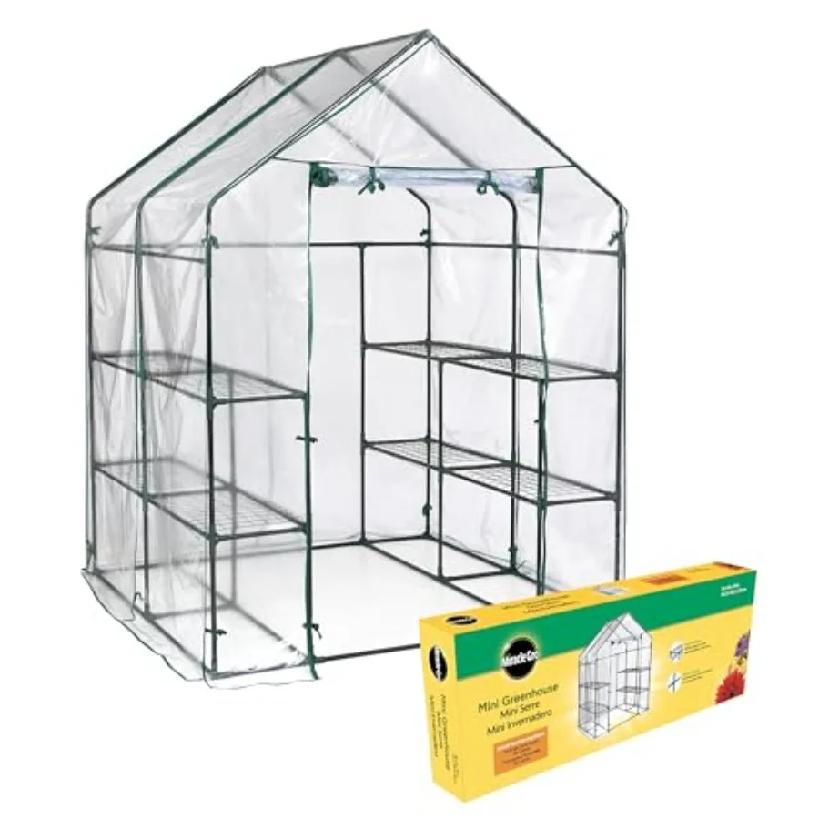 

4'8 x 4'8 x 6'5 Outdoor Mini Walk-in Greenhouse Plant Tent All-Season Small Walk-in Plant Growth Accelerator with 8 Wire Shelve