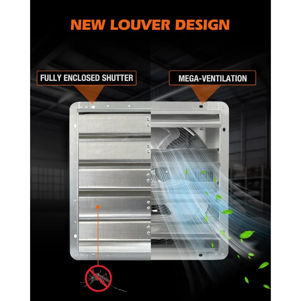 مروحة عادم مثبتة على الحائط مقاس 18 بوصة عالية السرعة مع 2600 CFM، ومصاريع تلقائية، وسلك طاقة 1.8 متر لتهوية المرآب ورشة العمل