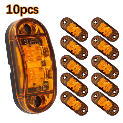 10 Pack Durable Led Side Marker Lights for Trailer Trucks Caravan Side Clearance Marker Light Lamp Led Yellow 12V 24V LED