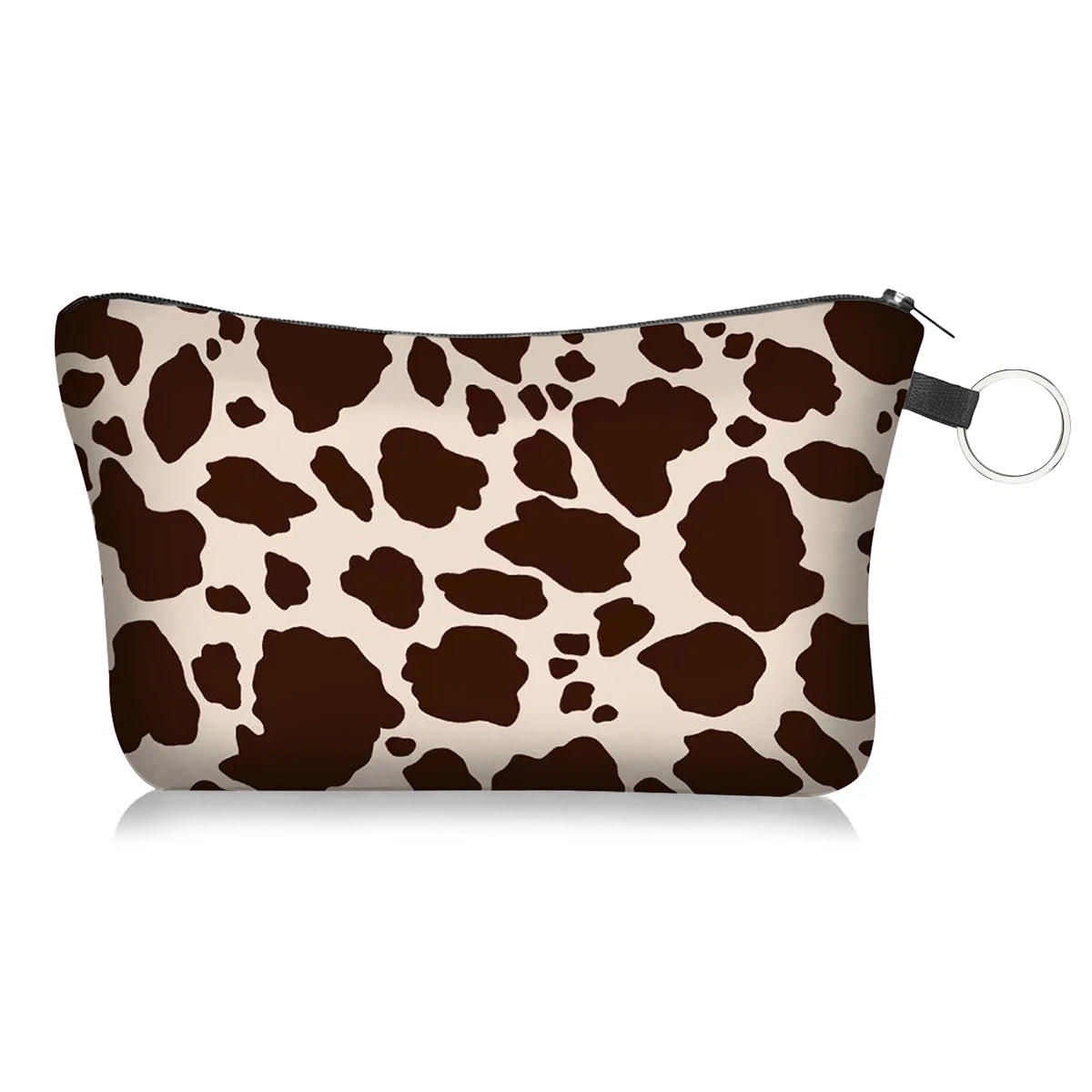 Luxurious Creamy White Leopard Print Makeup Bag - Spacious, Organized, and Easy-to-Clean Cosmetic Storage for Your Essentials