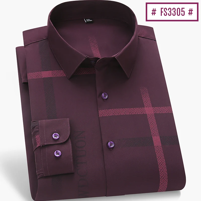 

Spring and summer new high quality men's elastic long sleeve shirt non-ironing wrinkle-proof business casual fashion comfortable