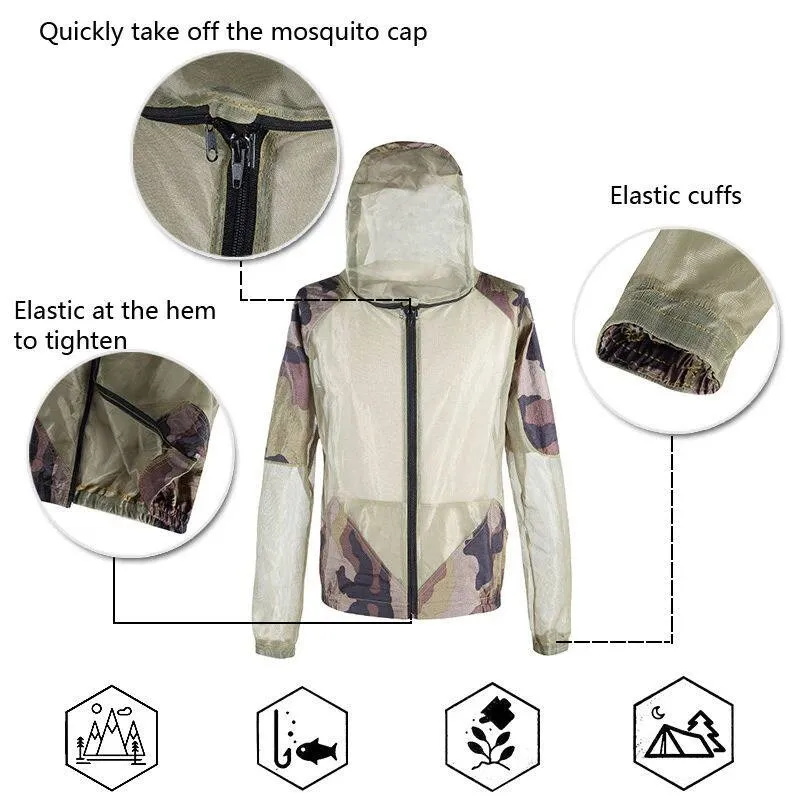 

Unisex Fishing Clothes Mesh Hood Mosquito Repellent Suit Ant Outdoor Camping Travel Gear Lightweight Breathable Fishing Vest