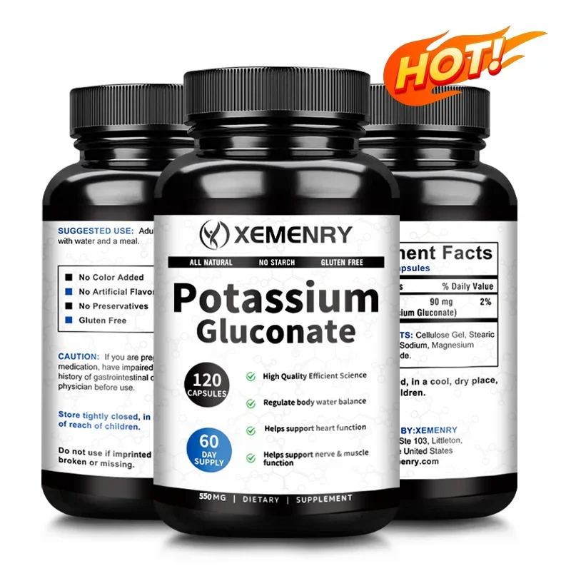 Potassium Gluconate Supplement - Supports Adult Muscle and Nerve Health 120 Tablets