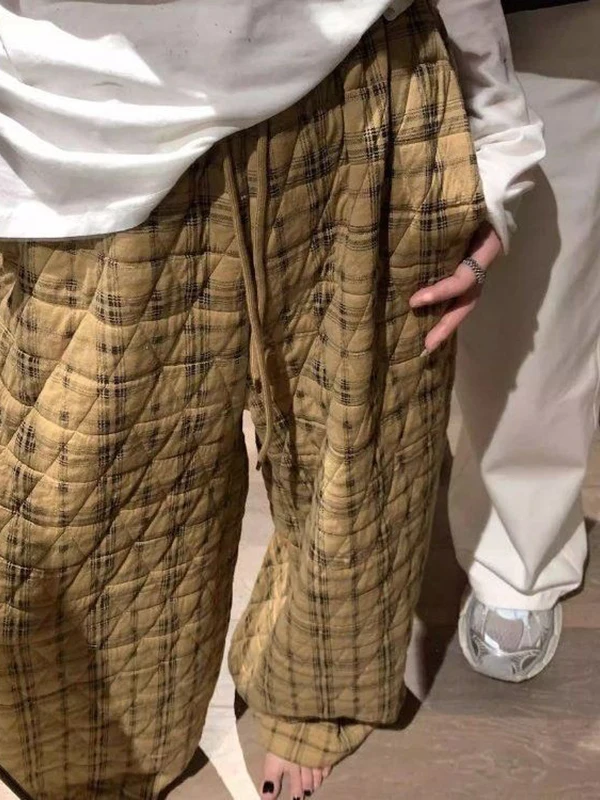 

plus Size Women's Casual Pants Korean Sle Loose Fit Cotton Blend Wide Leg Retro Sle Comfortable Autumn Winter Trousers