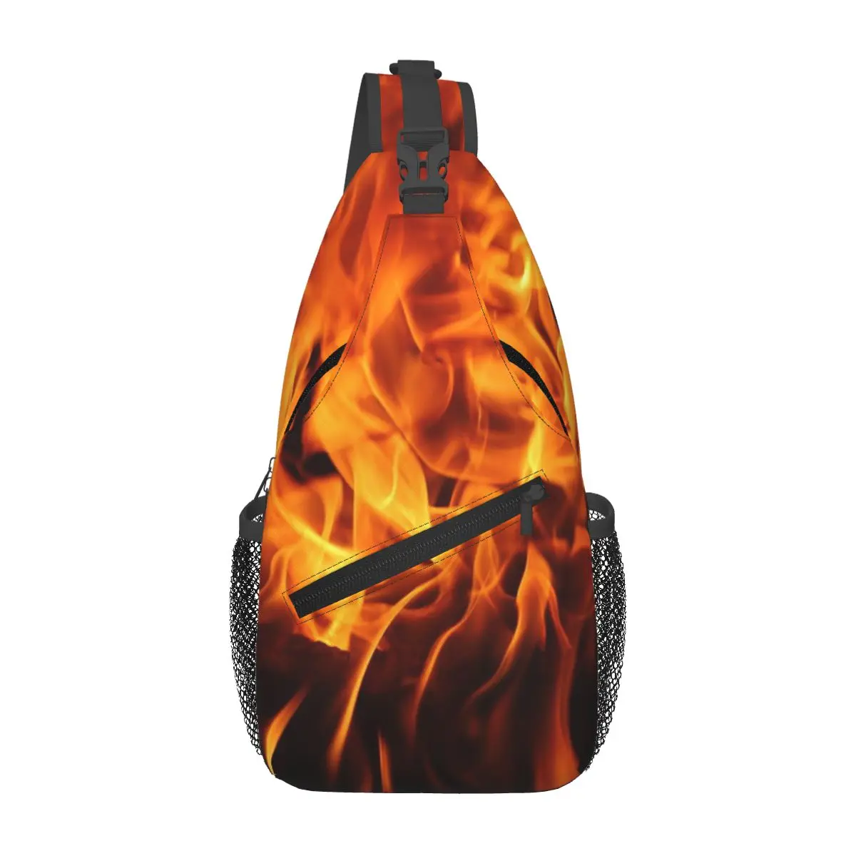 Fire Flames Chest Bag Men Sling Crossbody Backpack Chest Bag Travel Hiking Daypack Shoulder Bag