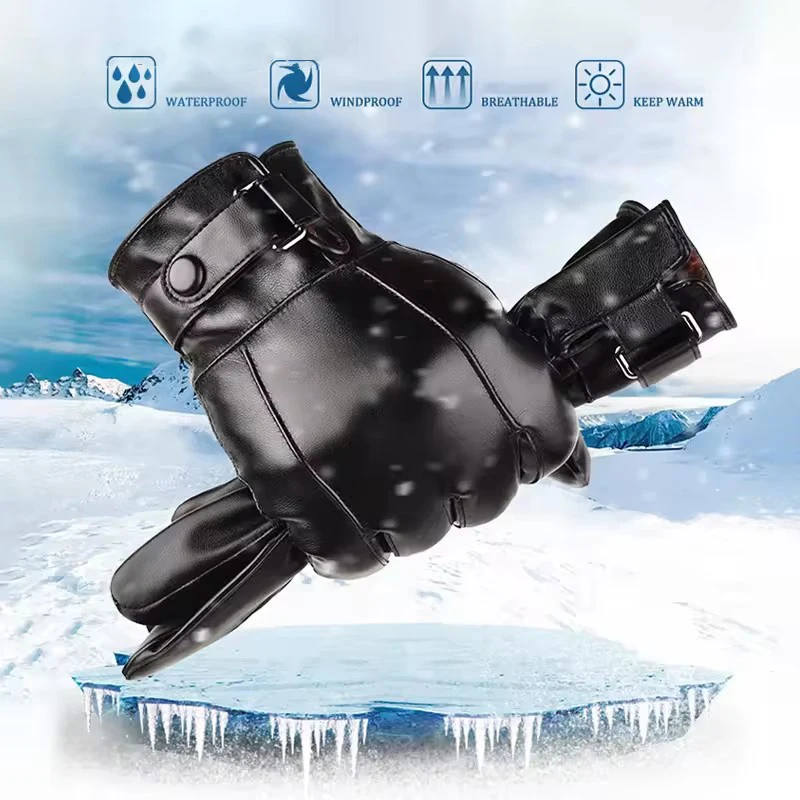 

Зимние теплые и водонепроницаемые кожаные перчатки, мужские толстые перчатки с кашемировой подкладкой, ветрозащитные уличные мотоциклетные перчатки с сенсорным экраном