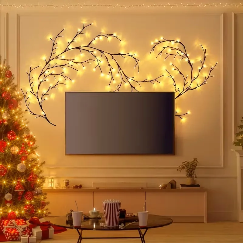Luces mágicas de vid de sauce montadas en la pared, 8 modos, rama de luz decorativa para dormitorio, boda, Navidad.
