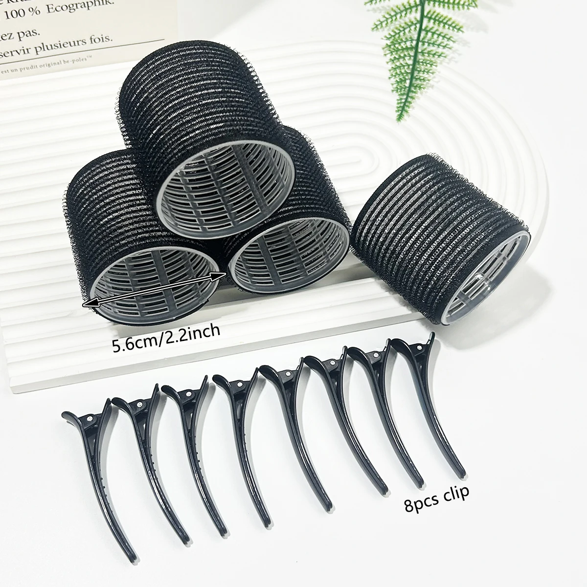 Kit de Cachos Feminino com 12 Peças (4 Rolos de Cabelo + 8 Grampos de Cabelo) - Conjunto de Cachos para Salão de Beleza Doméstico, Textura Volumosa