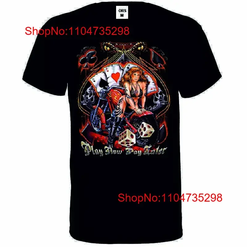Camiseta con estampado de motociclista V Twin en 10 tonos, modelo de juego ahora, pague más tarde, ropa informal lavada vintage, Top para uso diario