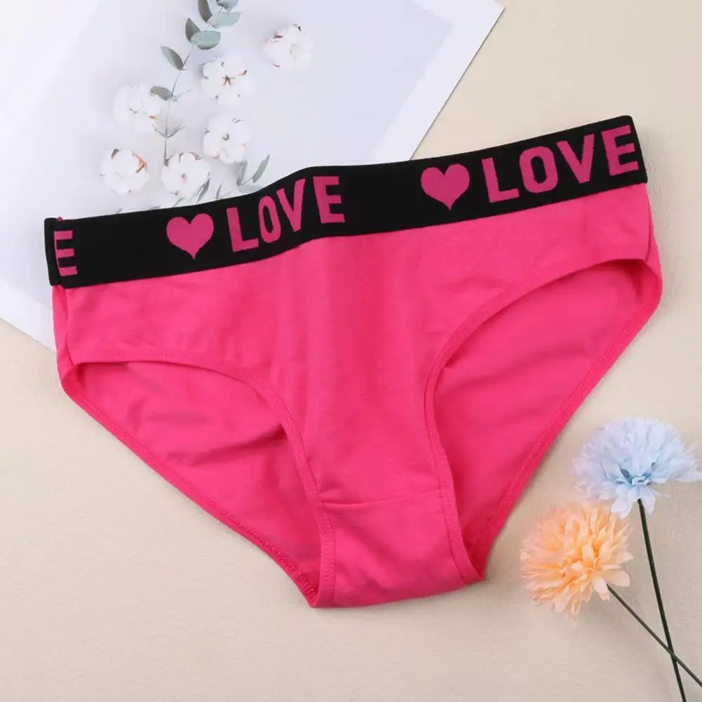Hot Pink Letter Printed Women Brief Seamless Women's Panties Thong Ladies Low Waist Triangle Briefs No Show Sporty Bikini Briefs