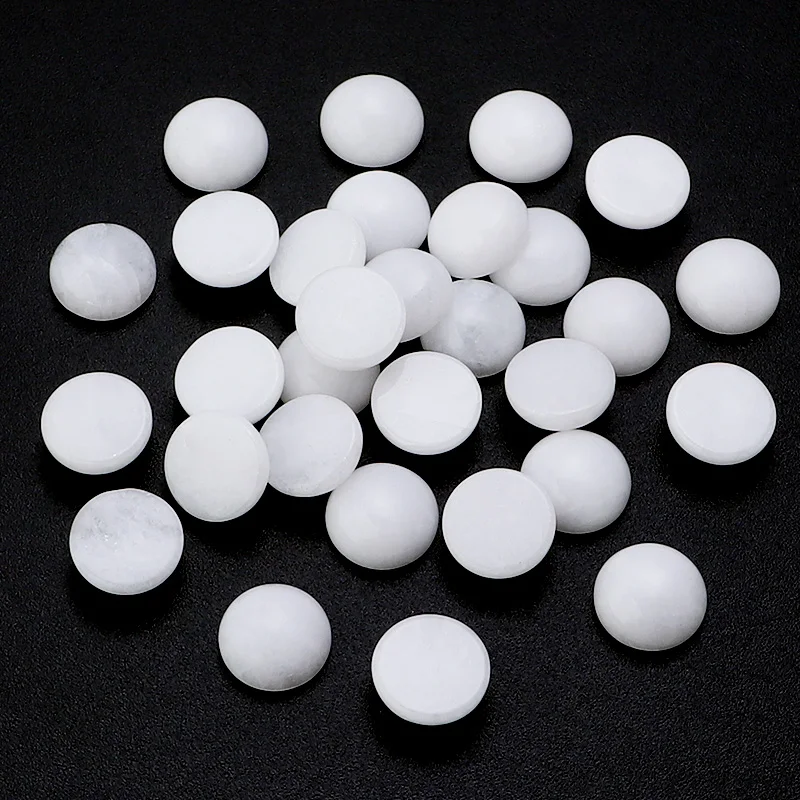 5/10pcs 4-12mm White Jade Natural Stone Cabochons Bead Round Flatback Spacers Bead Diy Jewelry Ring Earring Necklace Accessories