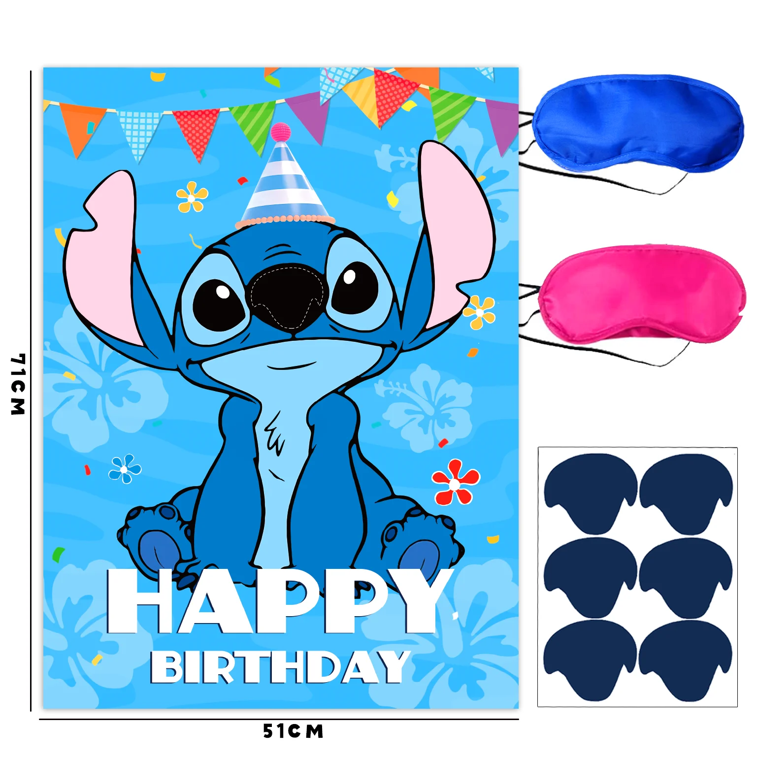 Disney-Pin The Nose On The Stitch Decoração de Festa, Cartazes de Jogos, Adesivos, Crianças, Baby Shower, Favor, Aniversário, Gift Sets