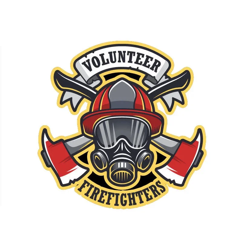 Funny Volunteer Firefighter Reflective Car Sticker PVC Decal Waterproof Anti-UV Car Window Body Decorative Stickers Accessories