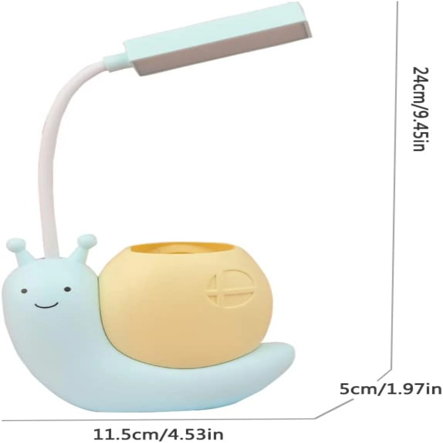 Essential Blue Snail USB Rechargeable Desk Lamp - Must-Have Adorable Study Light for Kids! Adjustable Brightness, Flexible Neck,