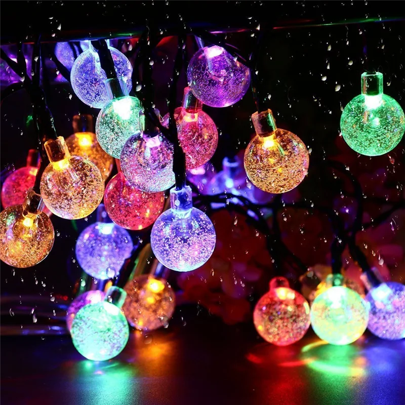 AF90-Lampadine solari Sfera di cristallo 8 modalità 5M Luci a stringa LED Lucine Ghirlande per decorazioni natalizie all'aperto