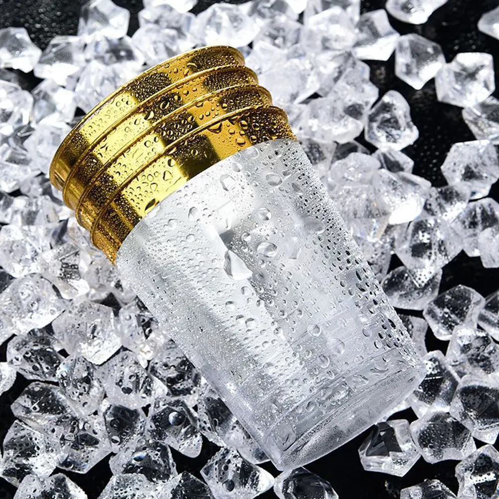 

25Pcs Clear Party Cups Golden Edge Multi-Function Dessert Wine Glasses Small Juice Cups for Wedding Home Hotel Banquet Use