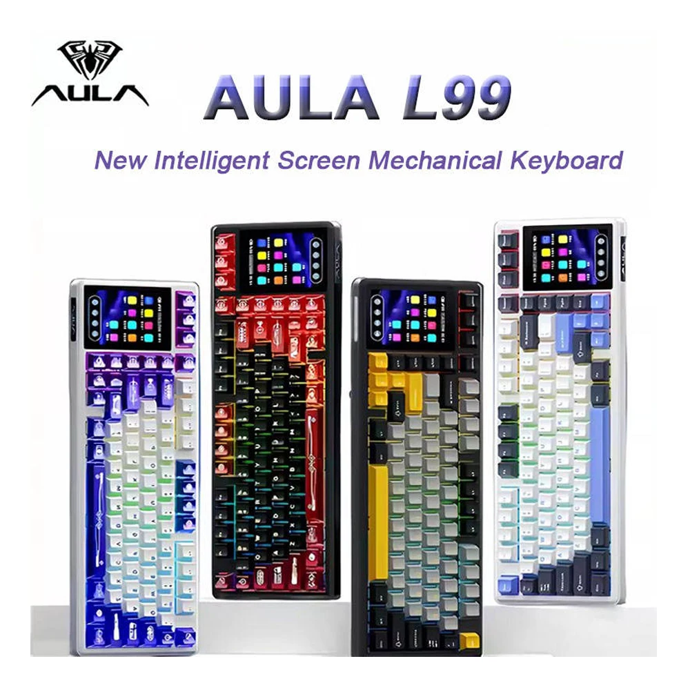AULA L99 Wireless Mechanical Keyboard Smart Touch Screen Tri-Mode Hot Swappable 84Keys Gasket Mount RGB PBT Keycap Gaming Office