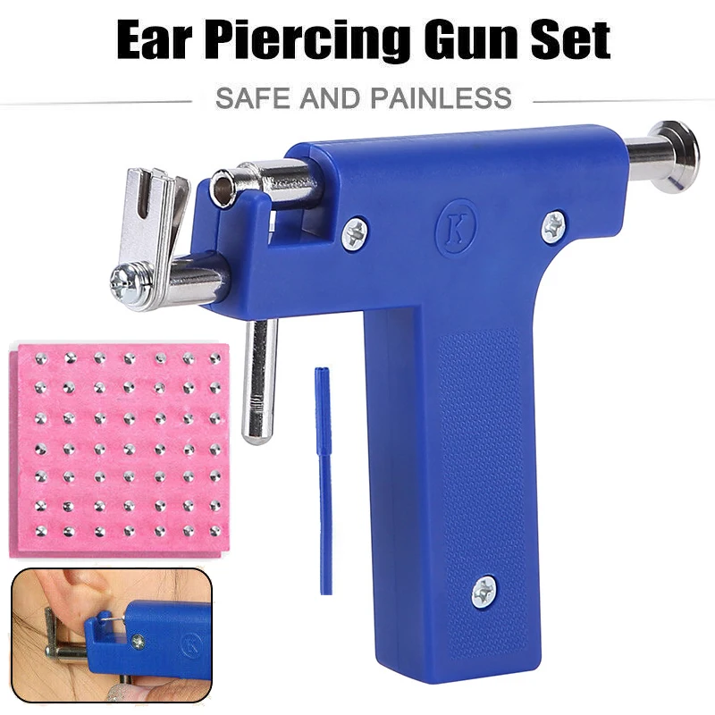 Pro Ear Body Nose Navel Lips Tongue Piercing Gun Machine Supply Tool Kit Set 98pcs Ear Studs Healthy Safty Sterile Piercer