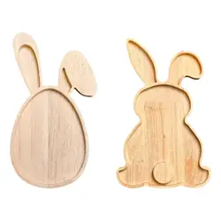 Rabbit Shaped Charcuterie Board Easter Bunny Wooden Serving Tray for Salad Spring Holiday Housewarming Gift Cake Home Decor