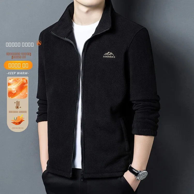 

New Men's Fce Jaet 2025 Warm Cardigan Thiened Autumn Winter Sle Casual High Collar Long Sve Polyester Fiber Coat