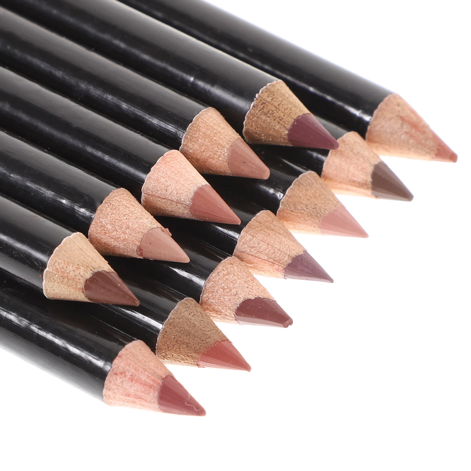 12 Stück wasserdichter Lipliner-Formstift, langlebig, wischfest, leicht färbend, Make-up-Stifte aus Holz