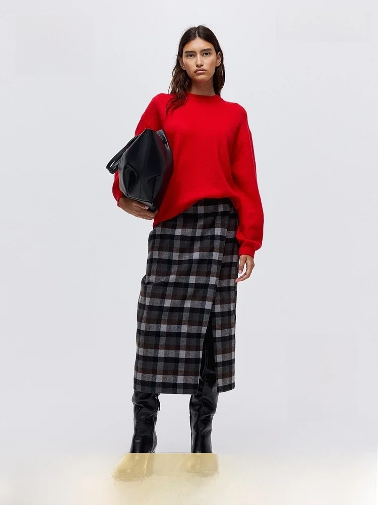 

Женский вязаный свитер H&M из смесовой шерсти, базовая модель, свободный крой, повседневный, с длинными рукавами, стандартной длины, из смесового полиэстера