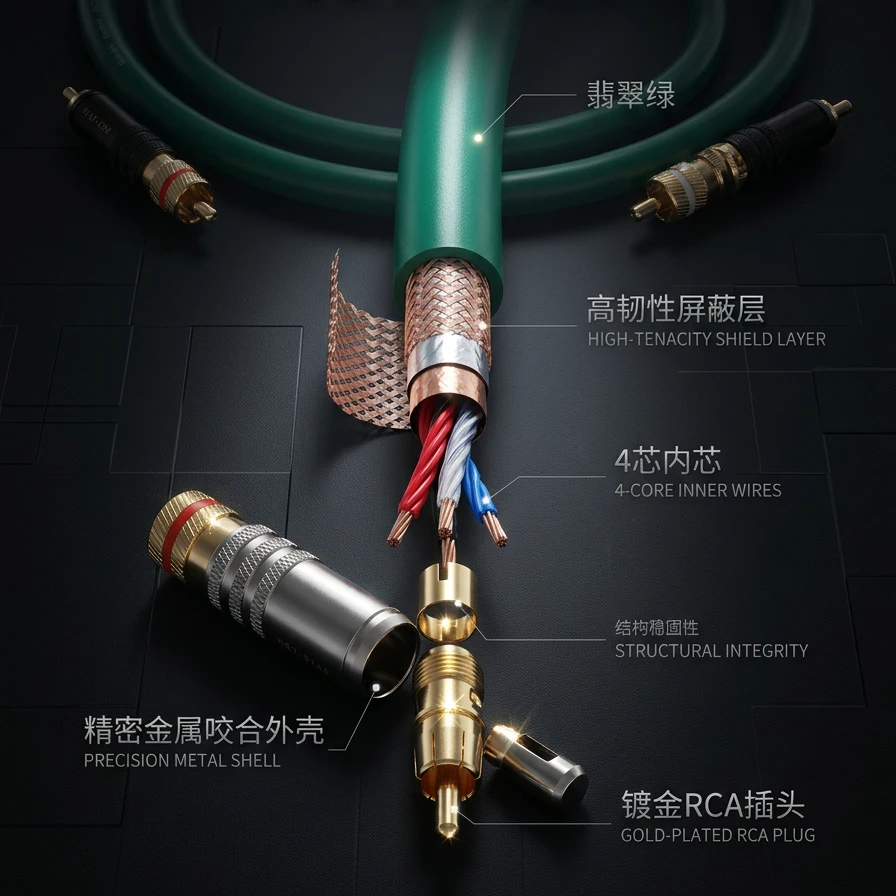 Fever signal cable Single crystal copper silver plated two to two 2RCA lotus head with power amplifier CD gall machine connectio