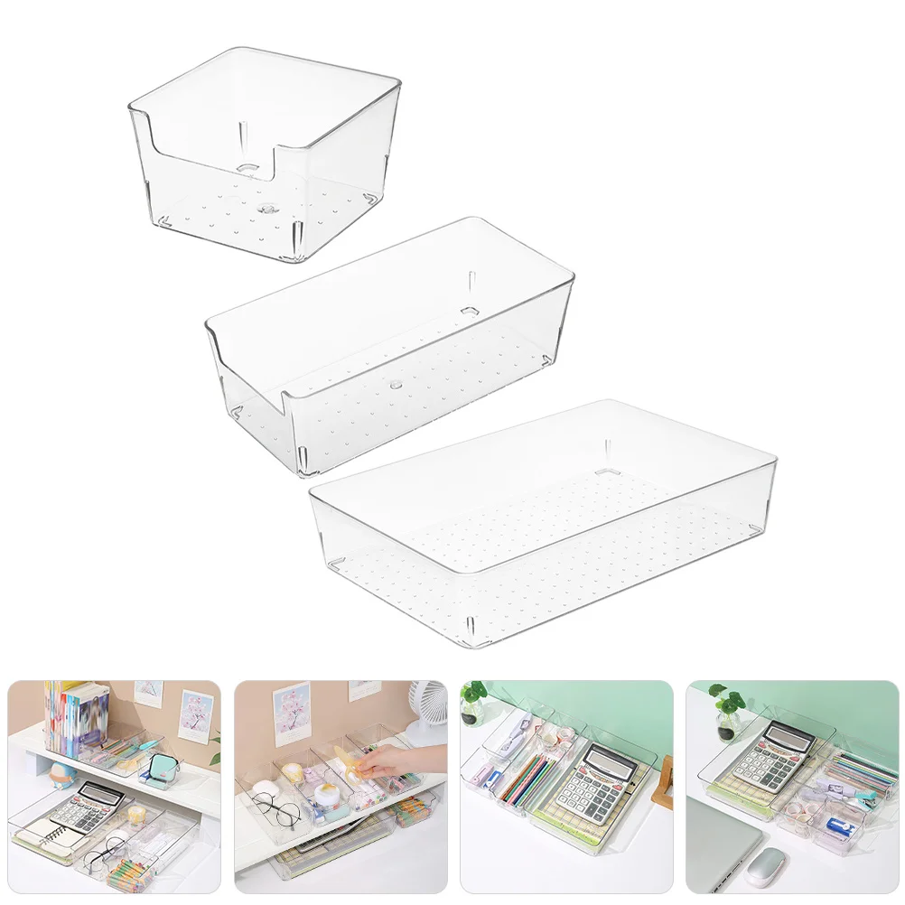 

3pcs Storage Box Desktop Organizer For Office Supplies Cosmetics Pens Remote Controls Makeup Brushes Household Sundries