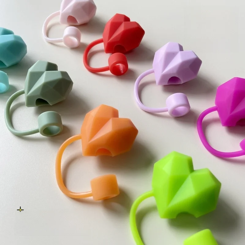 Cute Hearts Straw Covers Cap For Stanley Cup Accessories Tumbler 40oz Kawaii Silicone Straw Stopper Tips Cover For 10mm Straws