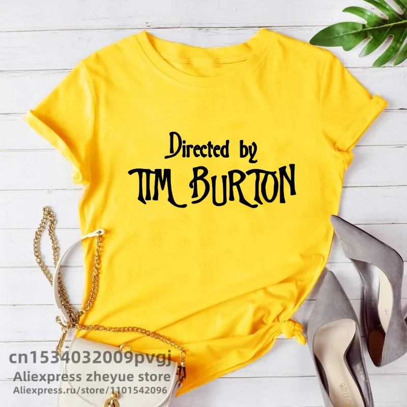 Directed By Tim Burton T-shirt Women Harajuku Summer Letter Print Classic T Shirt Casual Short Sleeve O-neck Women\'s T-shirt