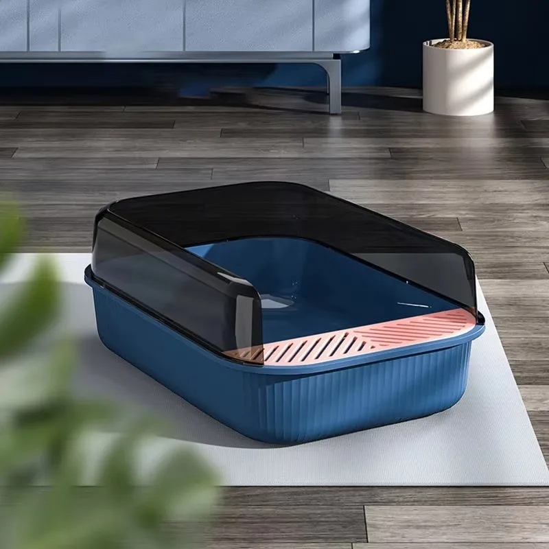 

Wholesale Modern Design Novel Style Popular Plastic Large Semi-Closed Removable Washable Cat Litter Box