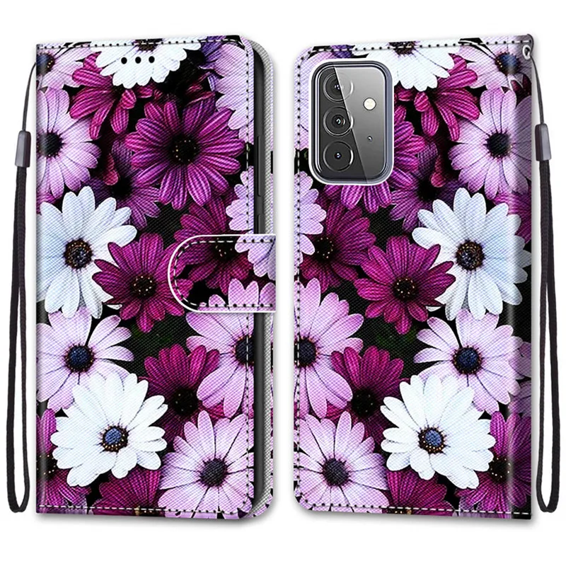 Flower Pattern Flip Case For Samsung Galaxy A72 5G A 72 SM-A726B A725F A 72 Wallet Leather Phone Cases Stand Book Cover Bags