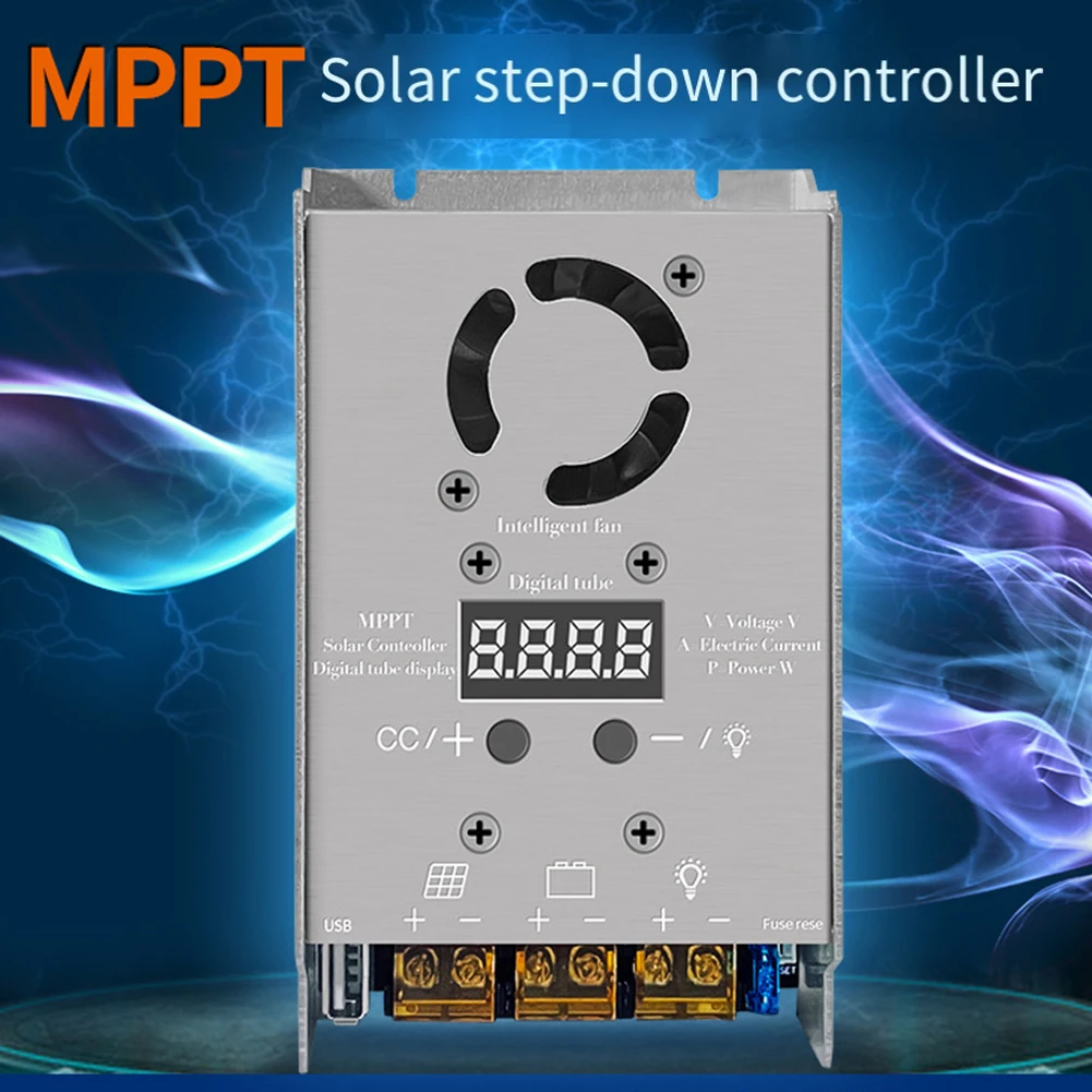 MPPT Stepdown Controlador Solar 450W, 18V-80V, Carregamento de entrada para 12V 24V Lithium Household Solar Improvement, Replacment Acessórios