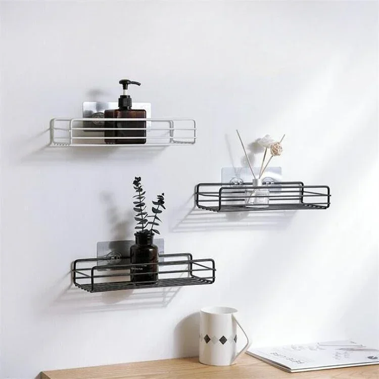 Bathroom Shelf Wall Mounted Right Angle Storage Rack Shampoo Rack Cosmetic Rack Iron Shower Drainage Basket Toiletries Organizer