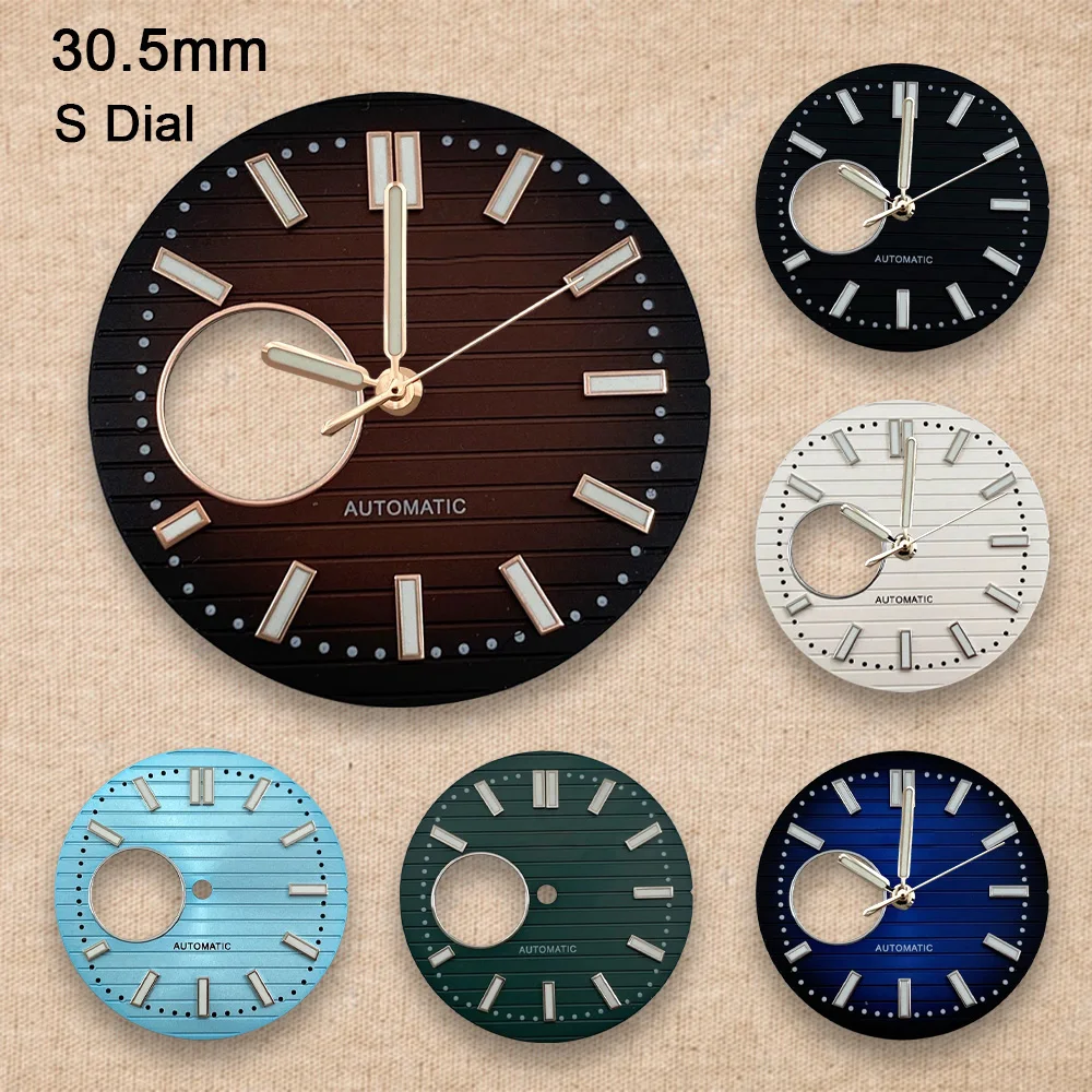 S Logo 30.5mm  Nautilus Hollow Dial Green Luminous High-Quality Suitable for NH38 Movement Watch Modification repair Accessor