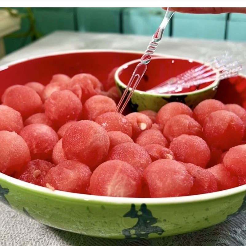 hand-painted watermelon ceramic plate Fruit salad dessert Dumplings with sauces shrimp crab seafood tray